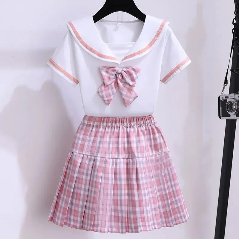Conjunto niña preppy top de manga corta y falda a cuadros - imagen 4