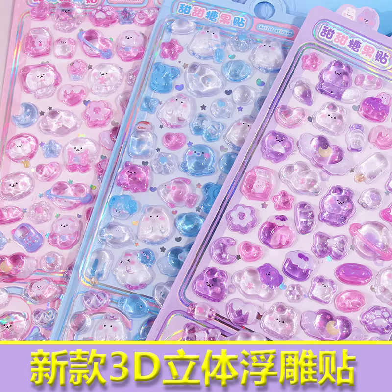 Pegatinas 3D infantiles conejos con cristales en relieve - imagen 3