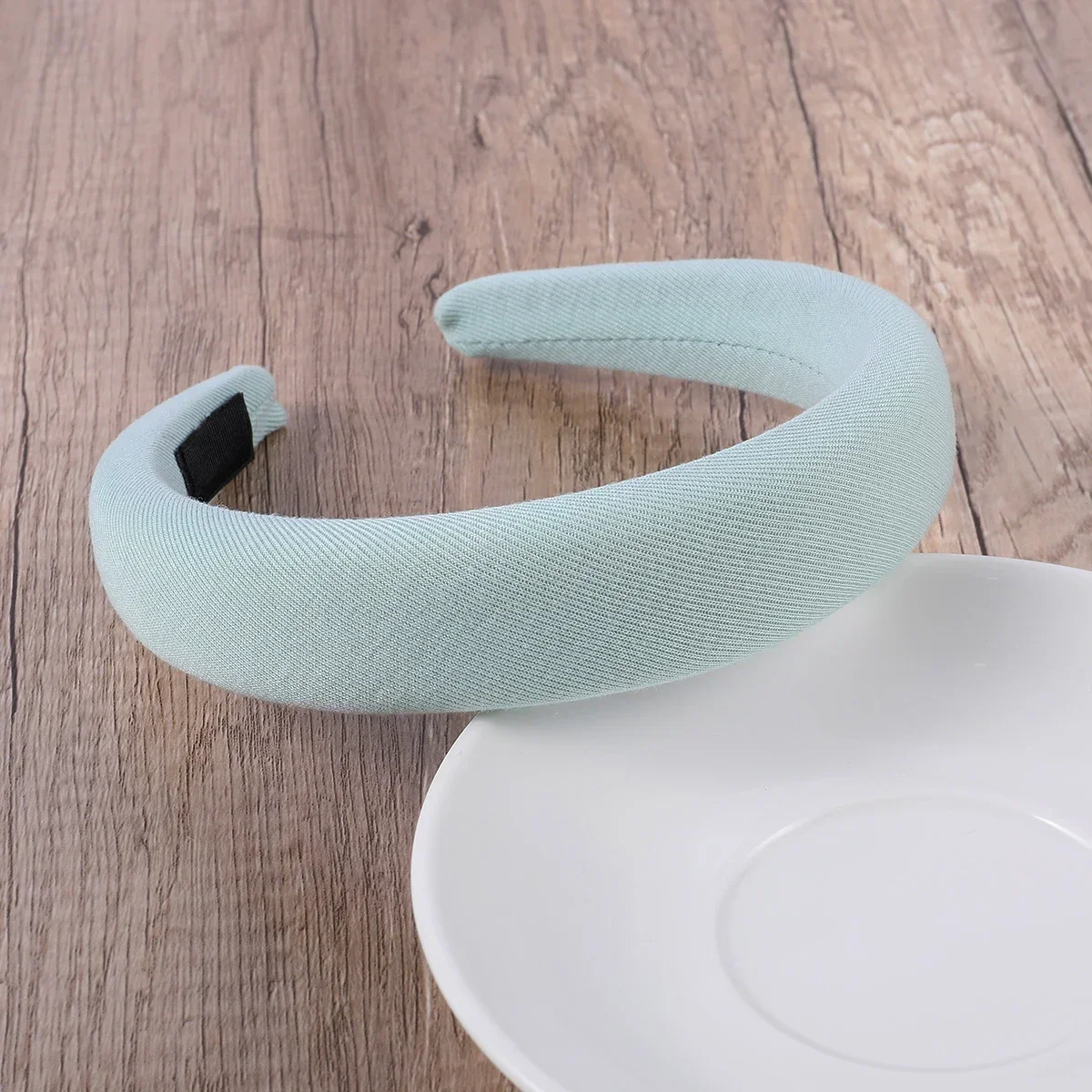 Diadema ancha de esponja lisa para el pelo y lavado facial - imagen 2