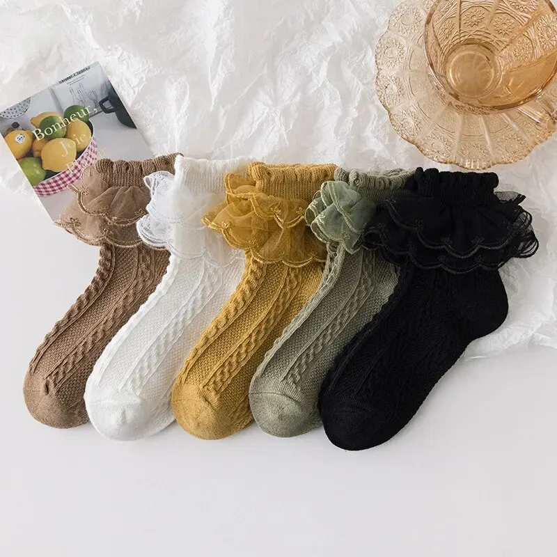 Calcetines de verano con volantes para niña – Algodón y encaje - imagen 5