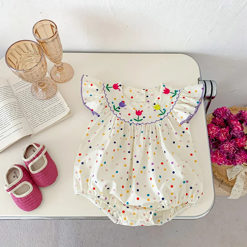 Enterito floral de bebé niña – Algodón verano suave - imagen 2