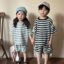 Conjuntos de verano algodón a rayas para hermanos y hermanas