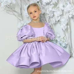 Vestido de princesa con gasa esponjosa blanca para niñas