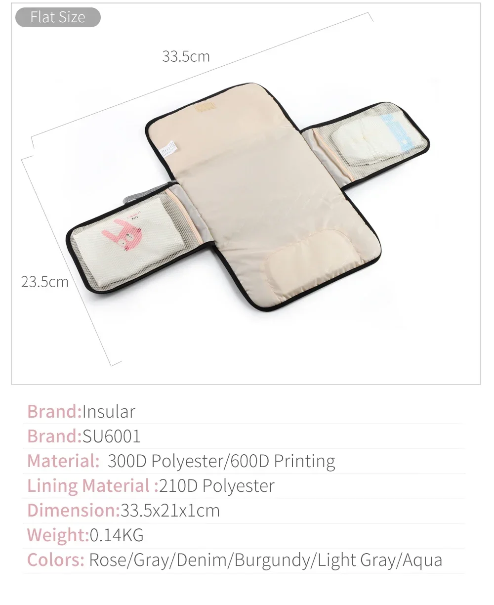 Cambiador portátil de pañales multifunción con funda impermeable - imagen 5