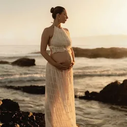 Vestido de maternidad plisado con tirantes para sesiones de fotos