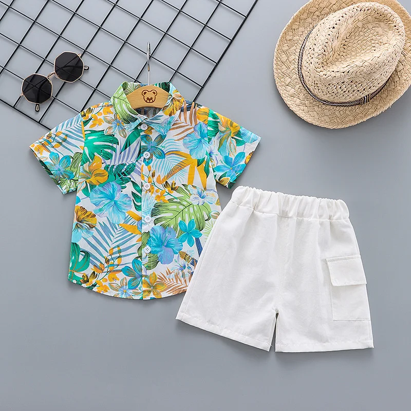 Conjunto de verano para bebés - camisa estampada y pantalón corto - imagen 3