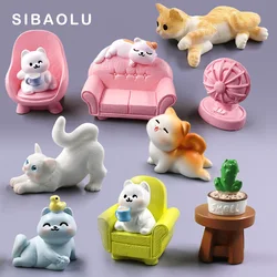 Estatuilla de gato para jardín de hadas en miniatura