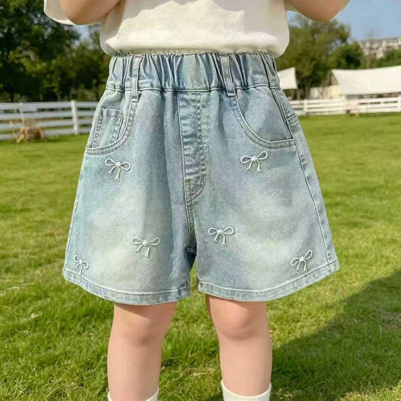 Shorts de verano denim para niña con bordado - imagen 3