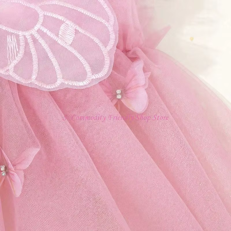 85ae Vestido de tul para niña con diadema floral y encaje - imagen 3