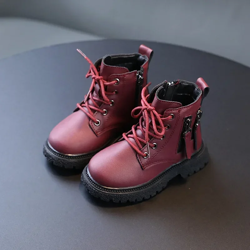 Botines de plataforma ligeros acolchados para niña Borgoña - imagen 4