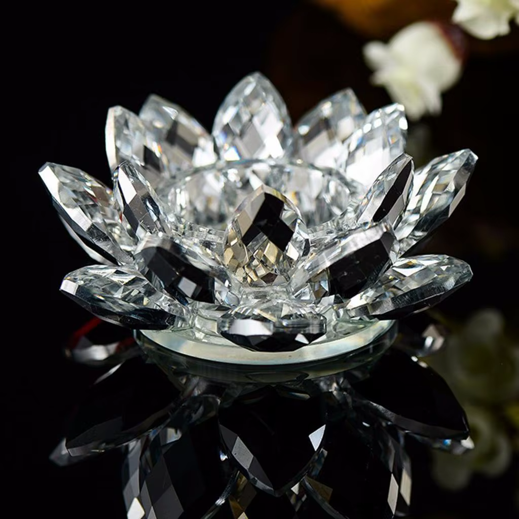 Lotus portavelas de cristal K9 estilo Feng Shui para regalo - imagen 3