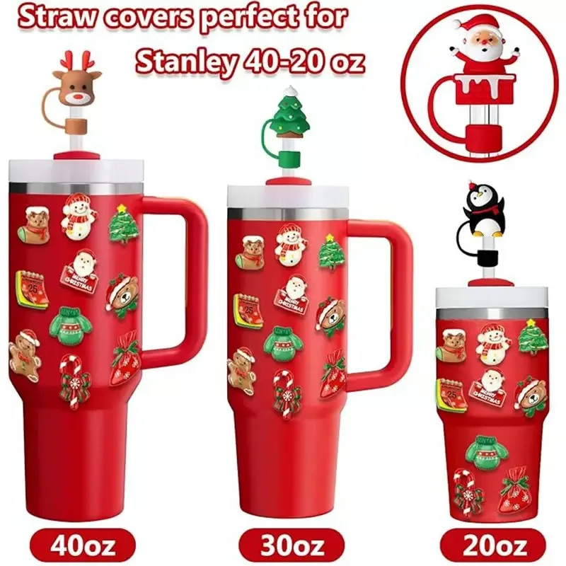 Fundas para pajitas de silicona infantiles – pack reutilizable Navidad