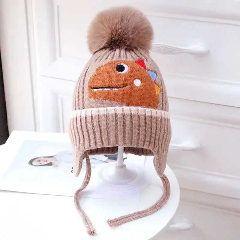Gorro infantil de lana con dibujos animados para invierno