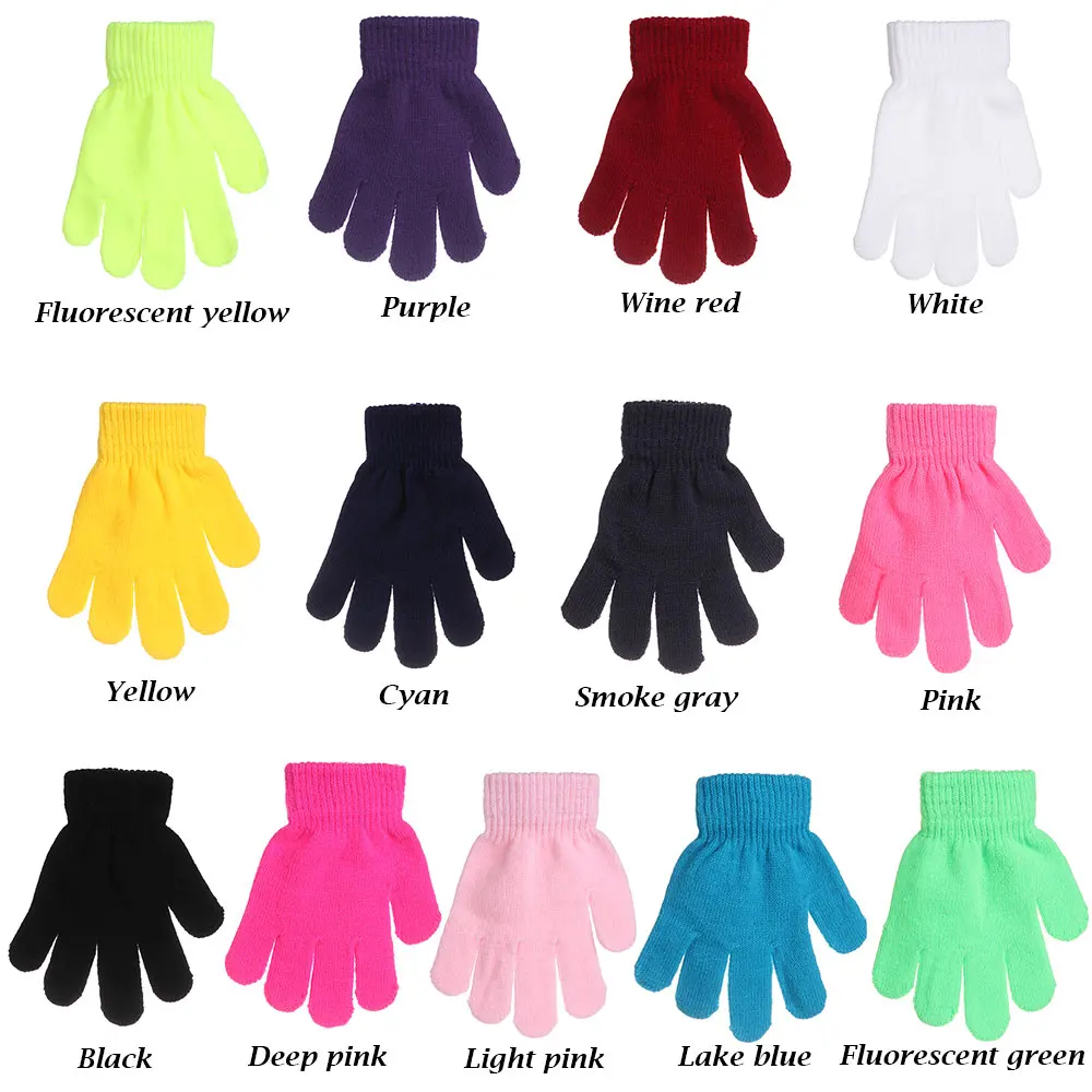 Guantes de punto elásticos para niños - Caramelo, otoño e invierno