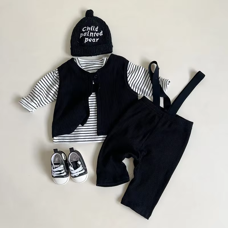MILANCEL Conjunto bebé primavera chaleco tiras y camiseta rayas - imagen 3