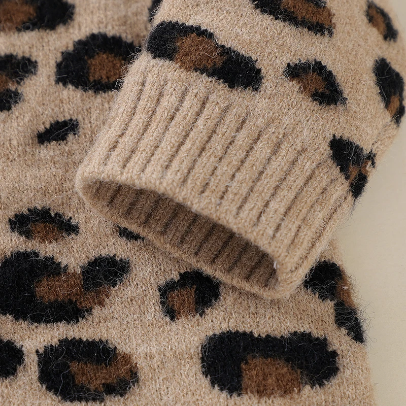 Peleles de invierno de punto leopardo con capucha para bebé - imagen 4