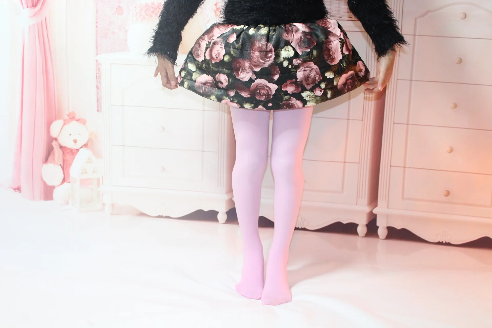 Pantimedias de ballet terciopelo para niñas – Blancas y negras - imagen 3