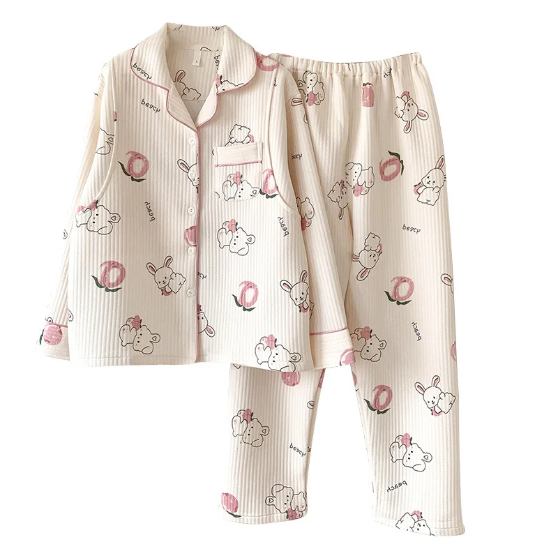 Conjunto de lactancia de invierno con cárdigan y pijama posparto - imagen 2