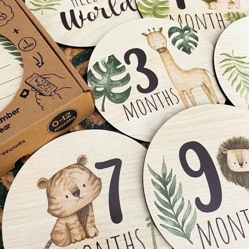 Tarjetas de hito mensual madera para recién nacidos fotografía - imagen 5