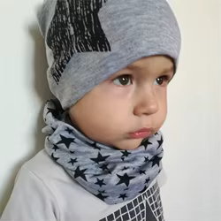 Gorro bebé cálido con bufanda de estrellas – Conjunto infantil
