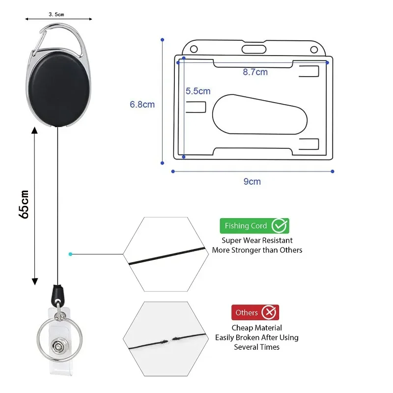 Porta carnet retráctil transparente con cordón para niño