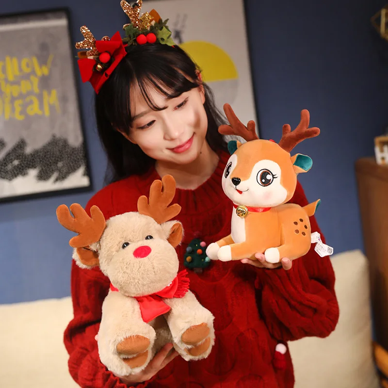 Cojín navideño de felpa Papá Noel y ciervo para decoración infantil - imagen 2