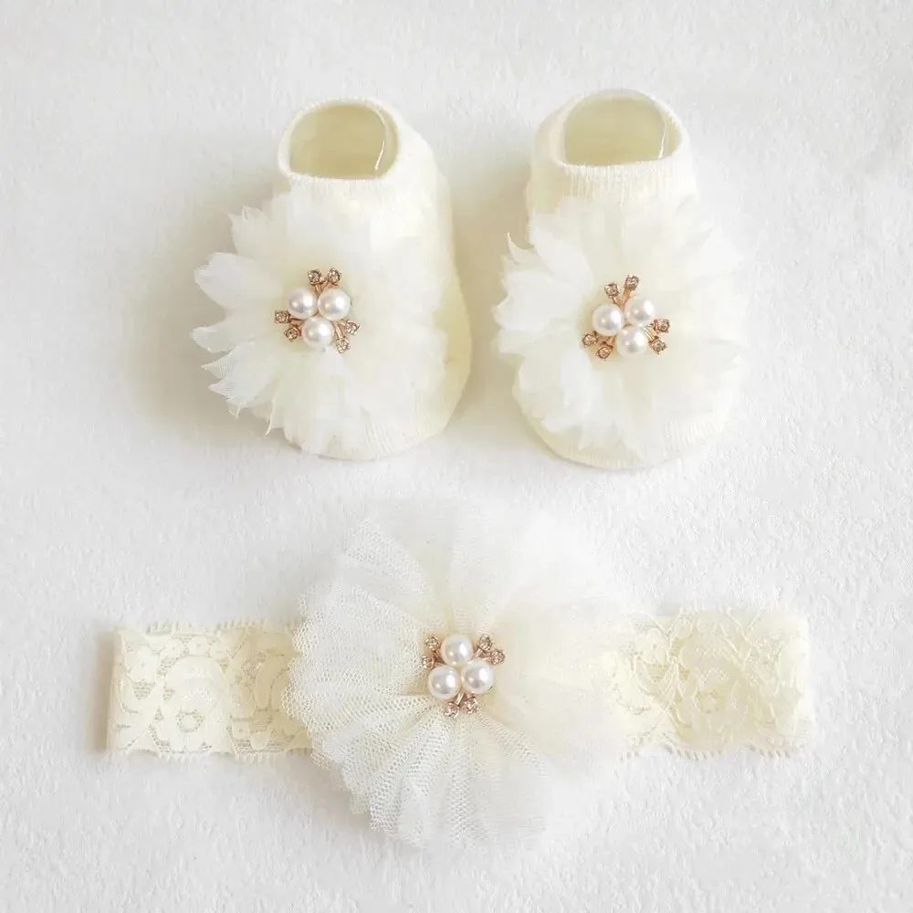 Lazos de perlas y diadema para bebé – Accesorios cabello