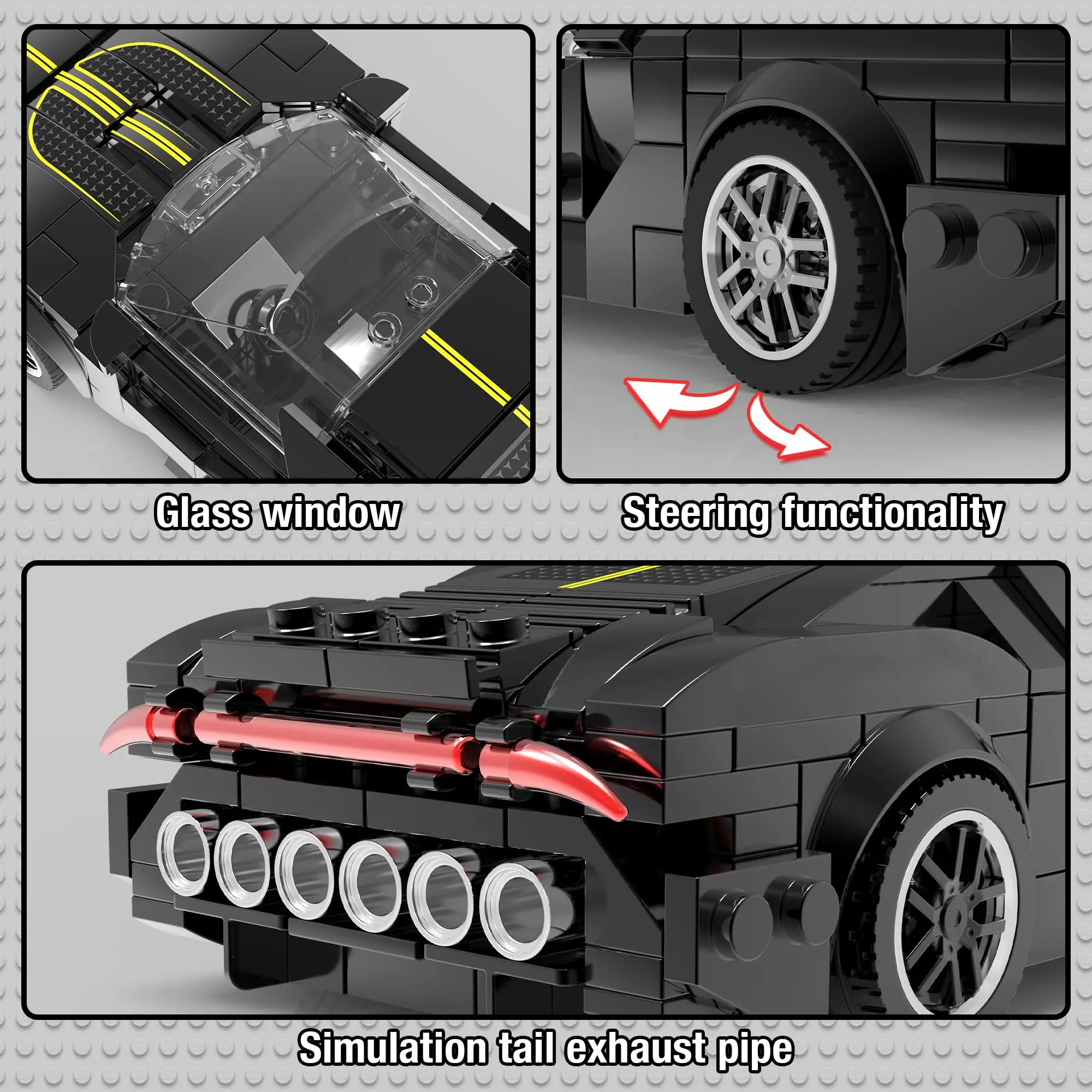 Coche de carreras clásico de bloques de construcción para niños - imagen 4