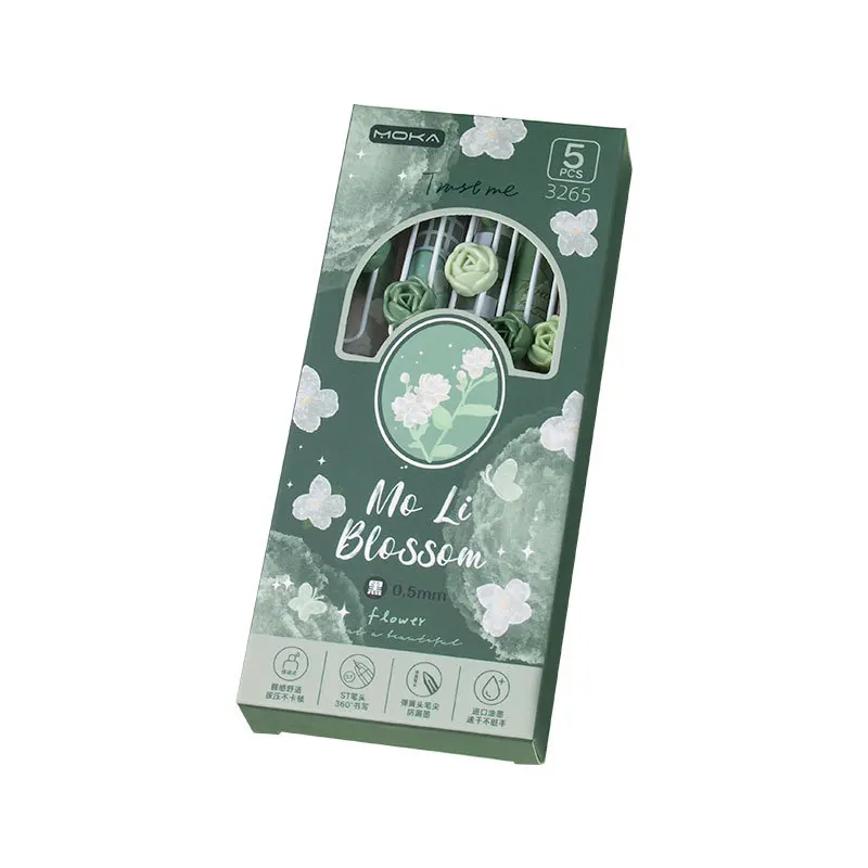 Bolígrafos de gel con flores rosas para niños – 0,5 mm escritura suave