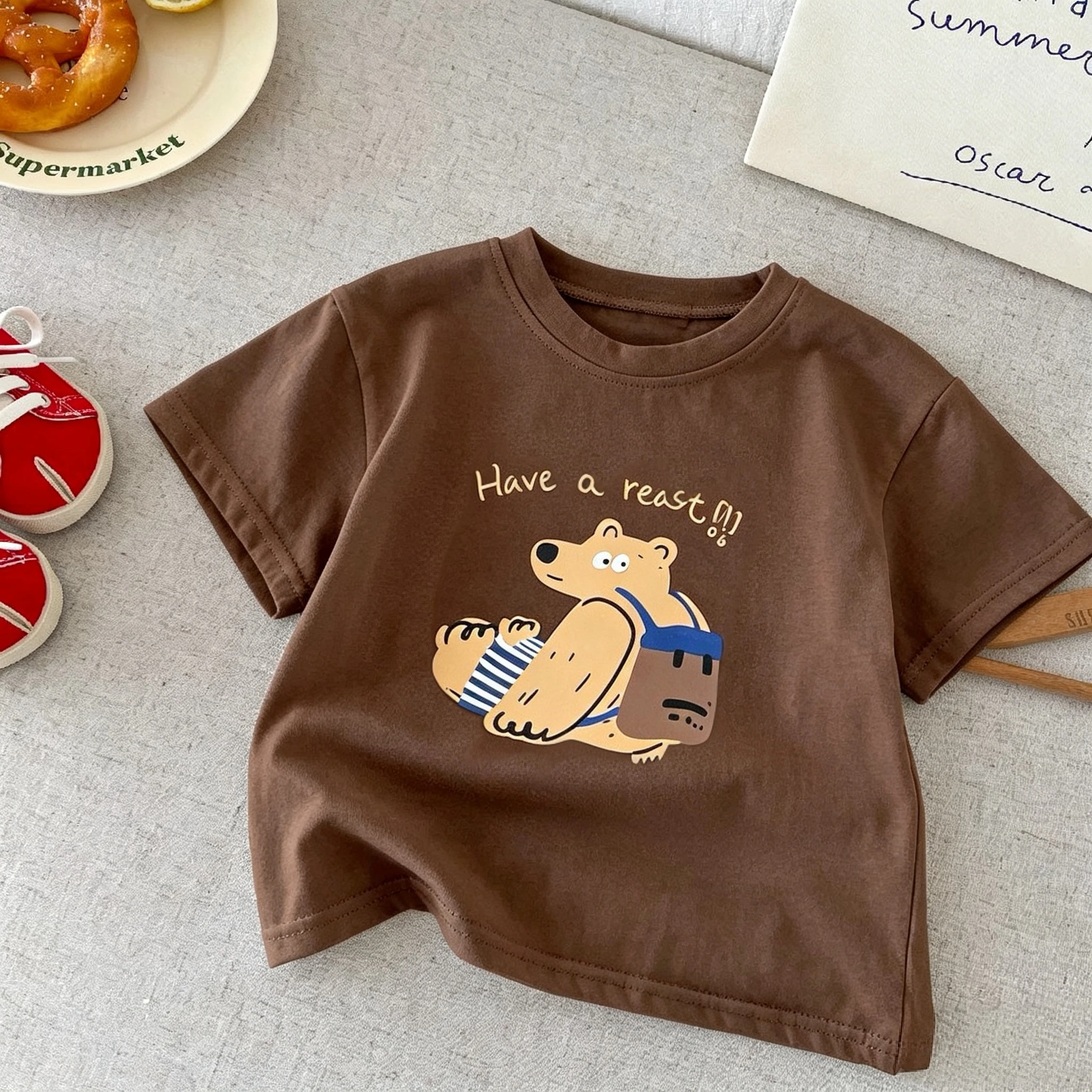 Camiseta infantil de manga corta con estampado de dibujos animados - imagen 2