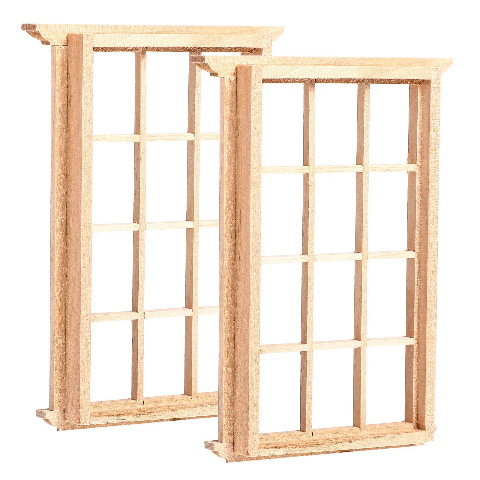 Marcos de ventana de madera para casa de muñecas con rejillas - imagen 5