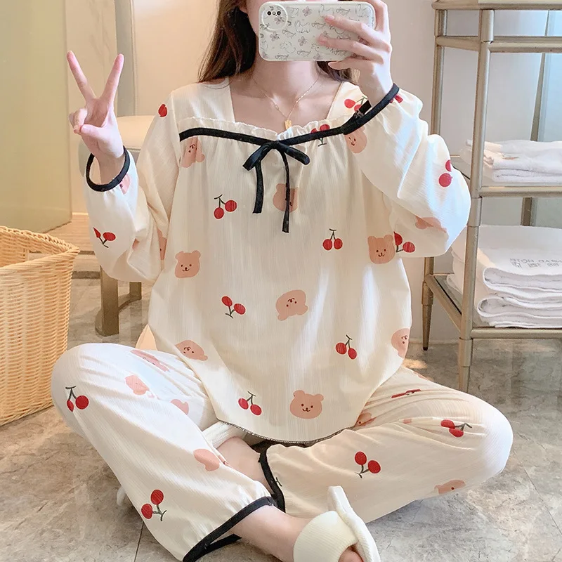 Pijamas de lactancia de manga larga para primavera y verano
