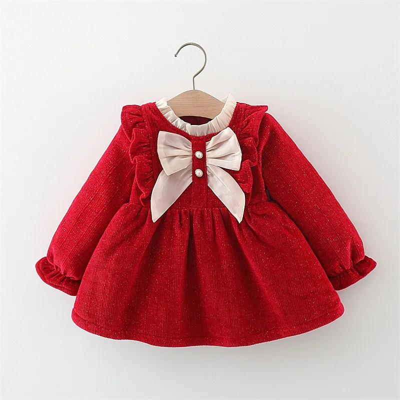 Vestido princesa rojo con lazo para niña – Invierno