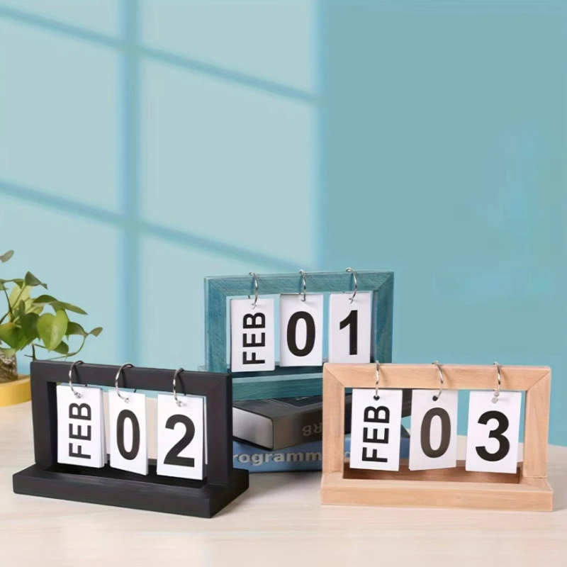 Calendario de escritorio en madera minimalista estilo INS para oficina - imagen 4