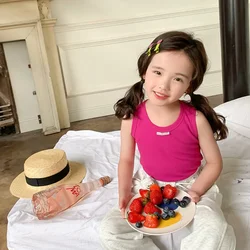Camiseta sin mangas de algodón para niños, verano, costuras planas