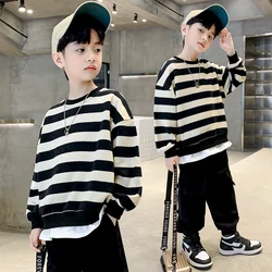 Sudadera de rayas manga larga para niño – estilo holgado