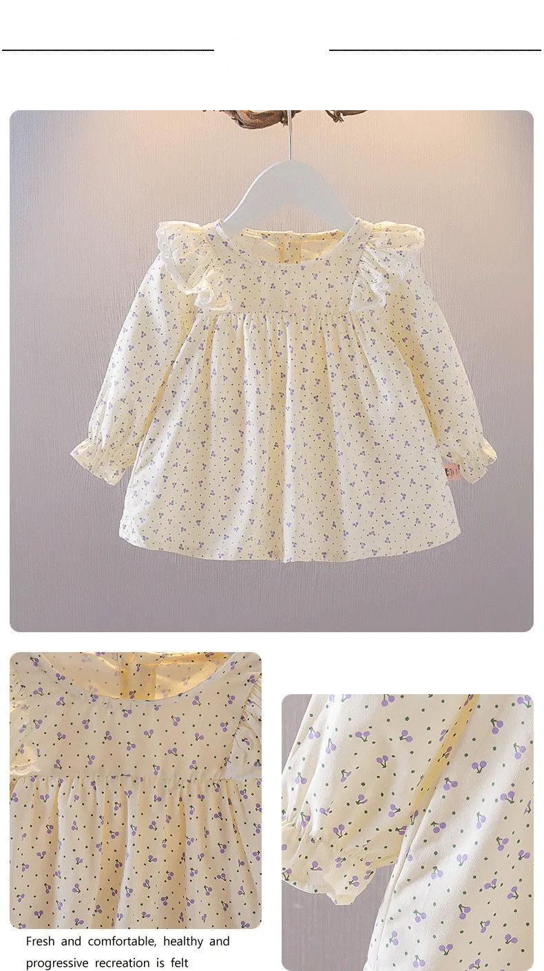 Camisa floral de algodón para niñas - Manga larga, primavera y otoño - imagen 5
