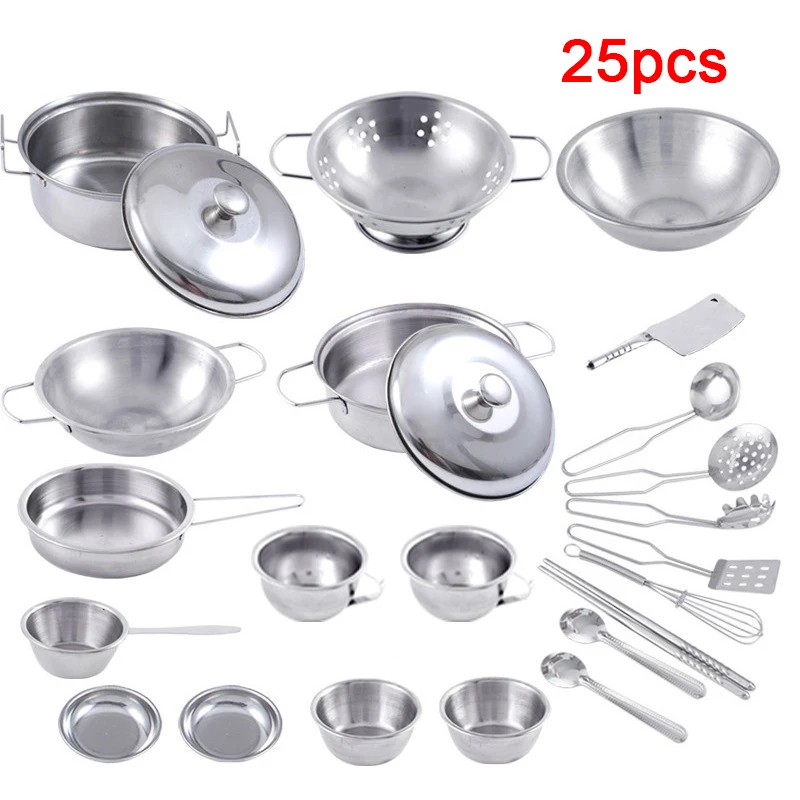Juego de utensilios de cocina en acero inoxidable para niños