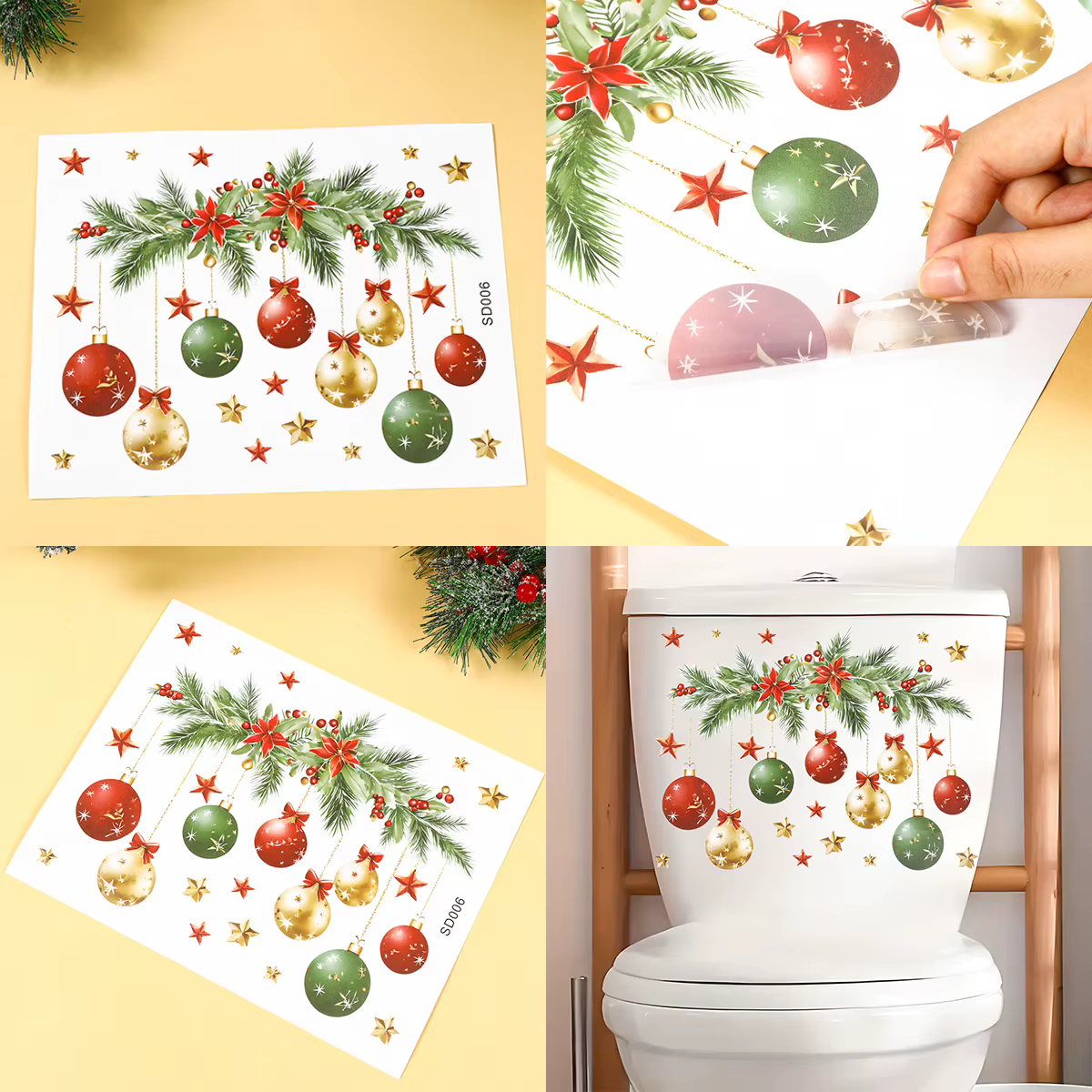 Adhesivo de baño navideño con colgante de Navidad para pared y hogar - imagen 4