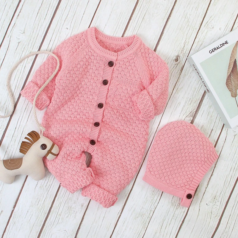 Mameluco bebé unisex de punto algodón con gorro para otoño e invierno - imagen 4