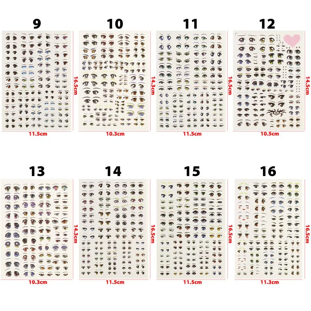 Variedad de diseños de ojos animados