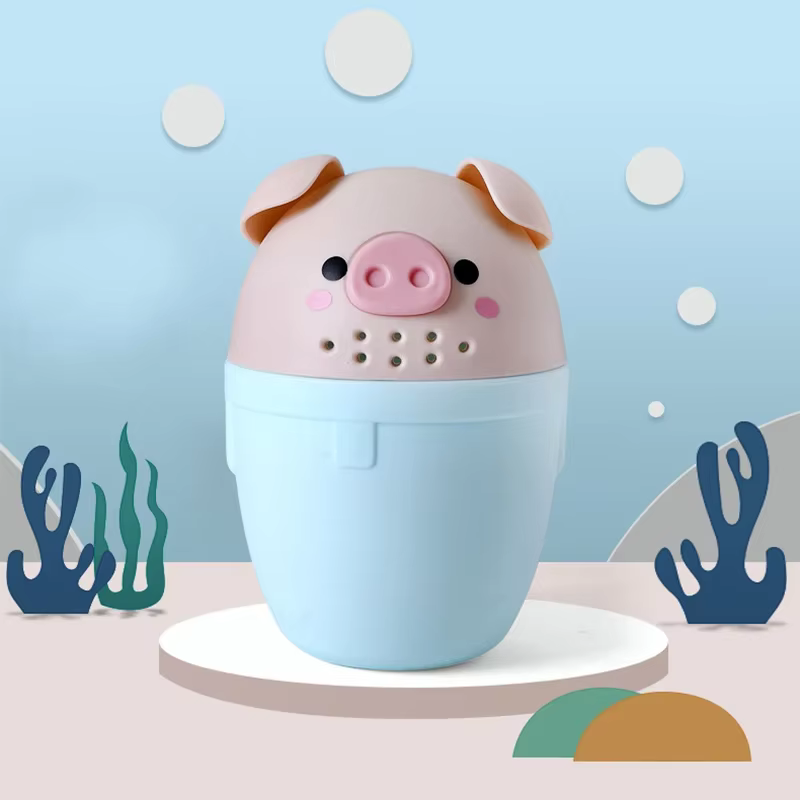 Taza de enjuague champú bebé con protección ojos y diseño animado
