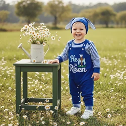 VISgogo Conjunto de Pascua para bebé niño con mameluco y gorro