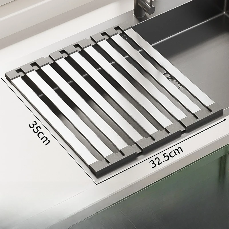 Escurridor plegable para platos de acero inoxidable – secado rápido - imagen 4