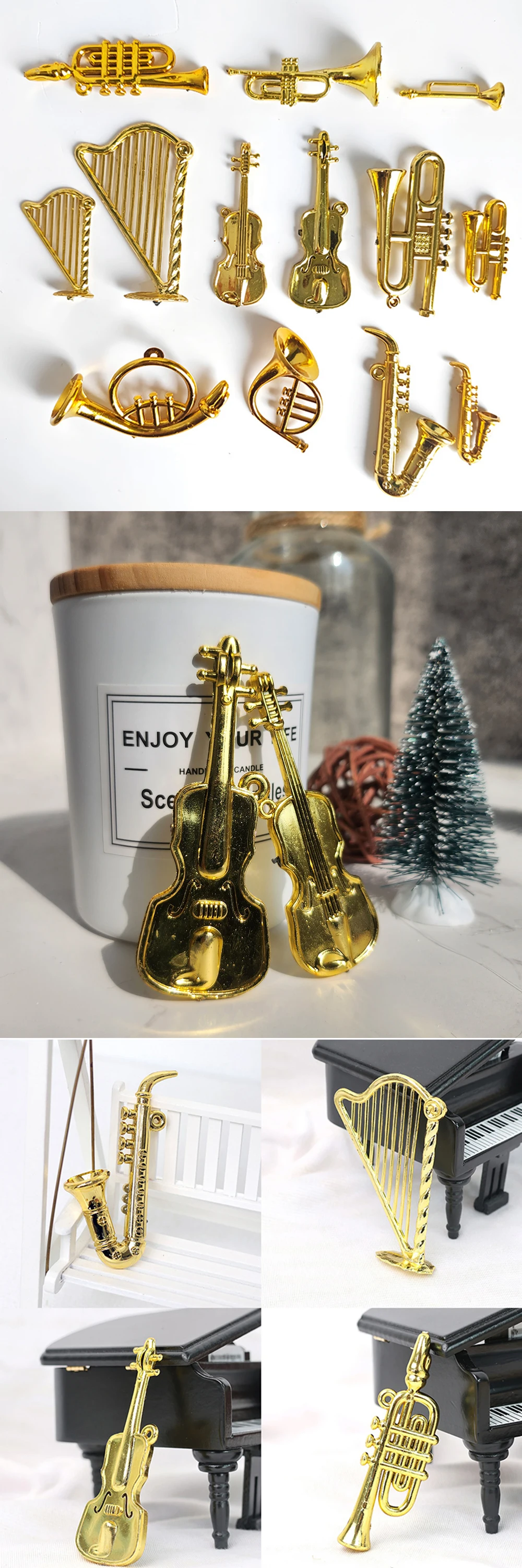 Adornos en color dorado listos para añadir a tus decoraciones