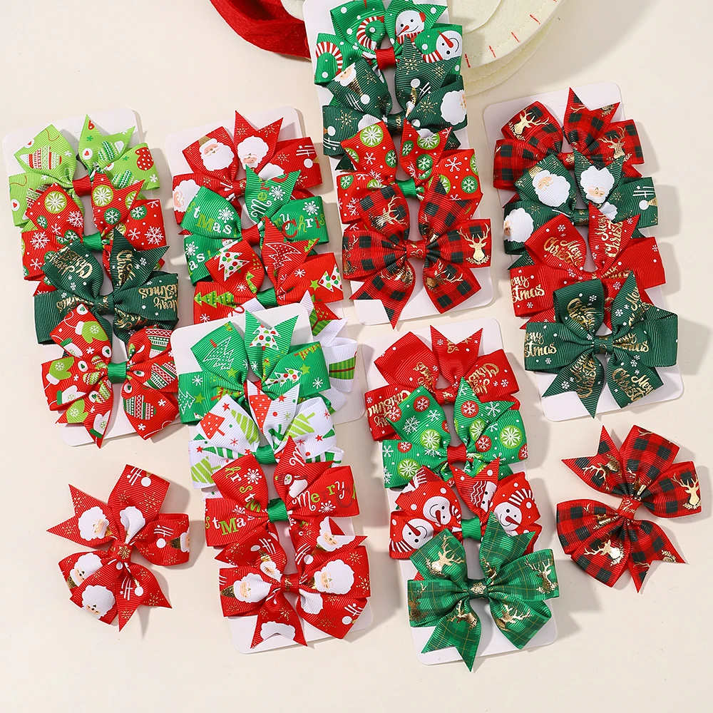 Pinzas pelo Navidad para niñas con lazos festivos - imagen 3