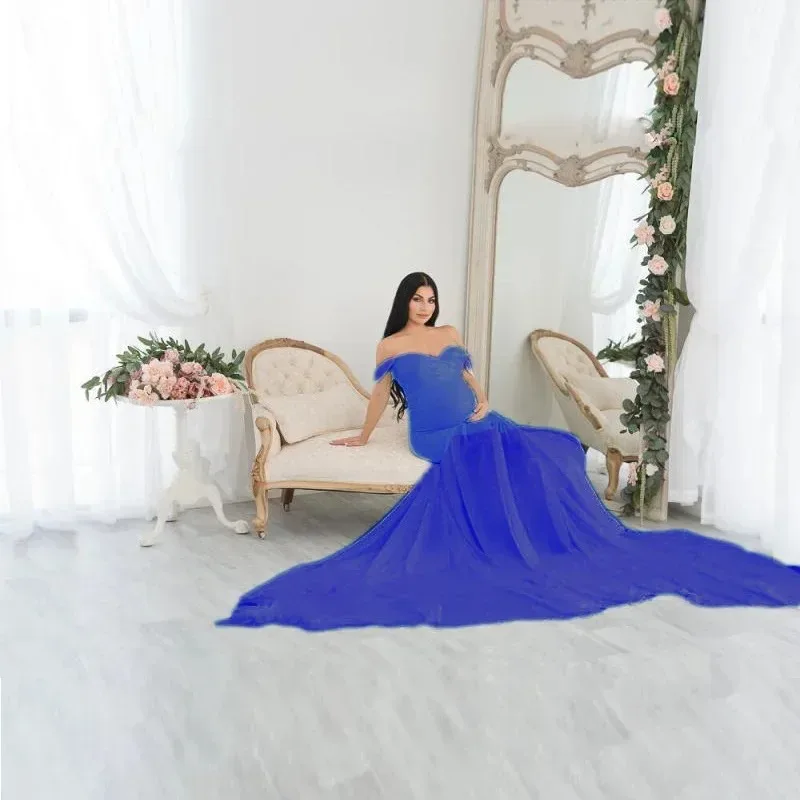 Vestido largo blanco de embarazo para sesión