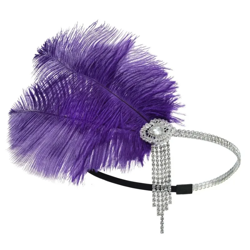 Diadema vintage años veinte estilo Gran Gatsby con cuentas y cadena - imagen 4