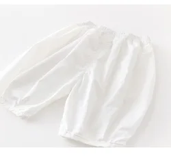 Pantalones capri de algodón fino para niñas – holgados y lisos