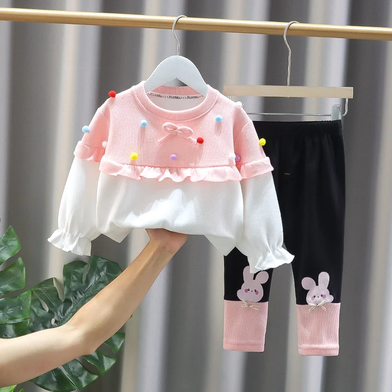 Conjunto chándal de algodón para niña incluye camiseta y pantalón